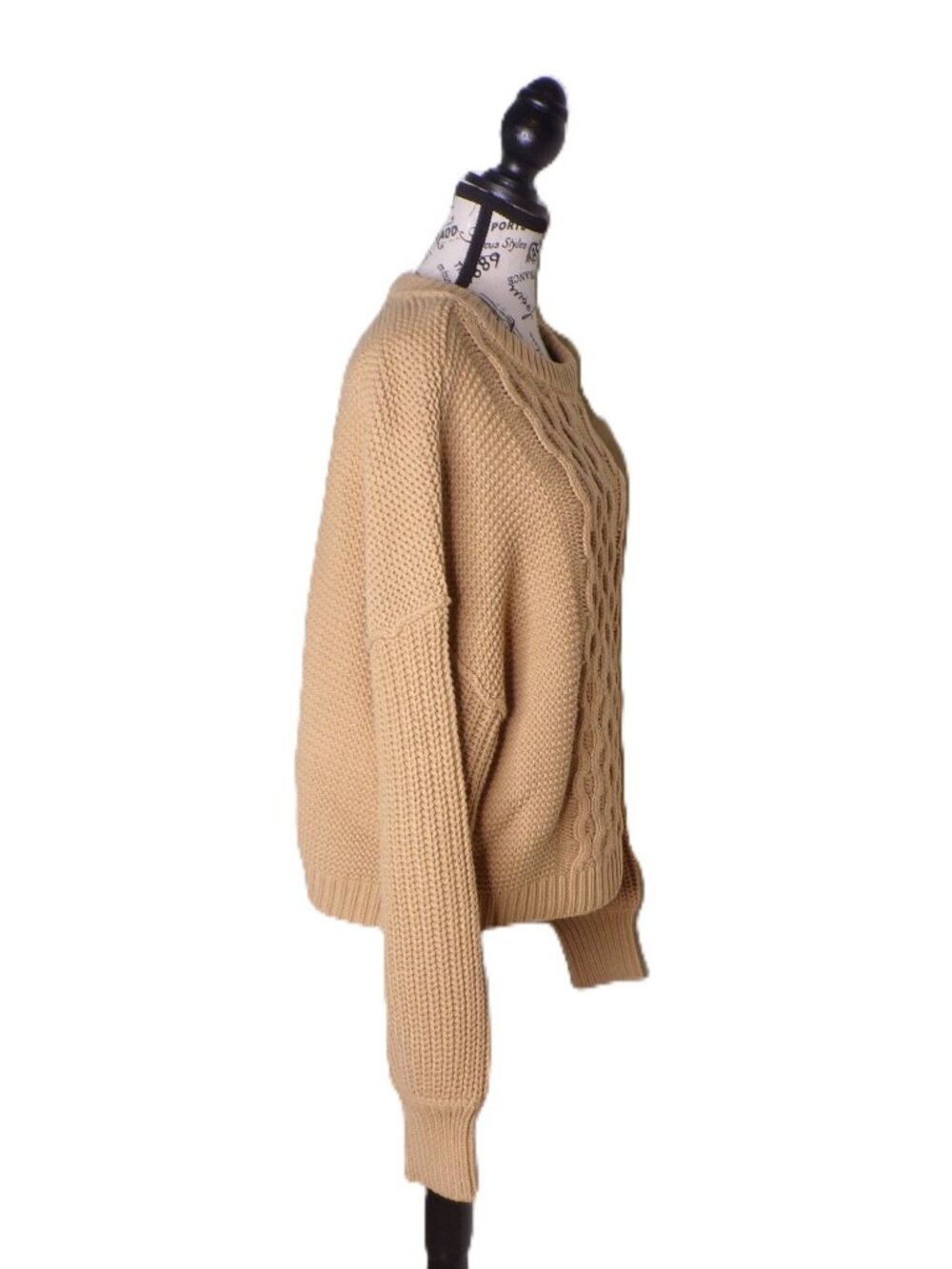 🆕 FREE PEOPLE Frankie Cable Cotton Pullover Sweater Camel Large - Picture 13 of 15